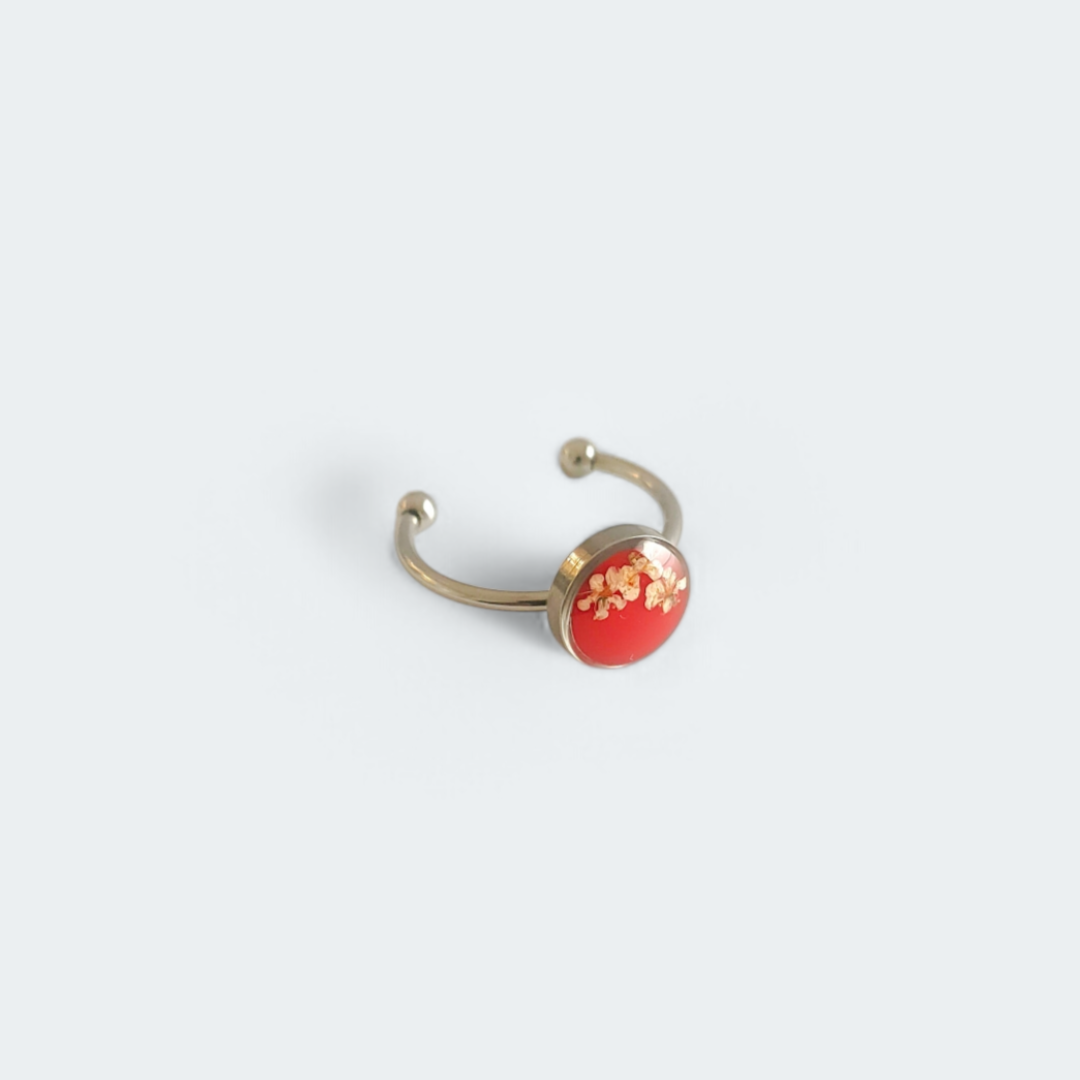Anello LUNA regolabile con fiore "Pizzo della Regina Anna bianco" - Unima Design