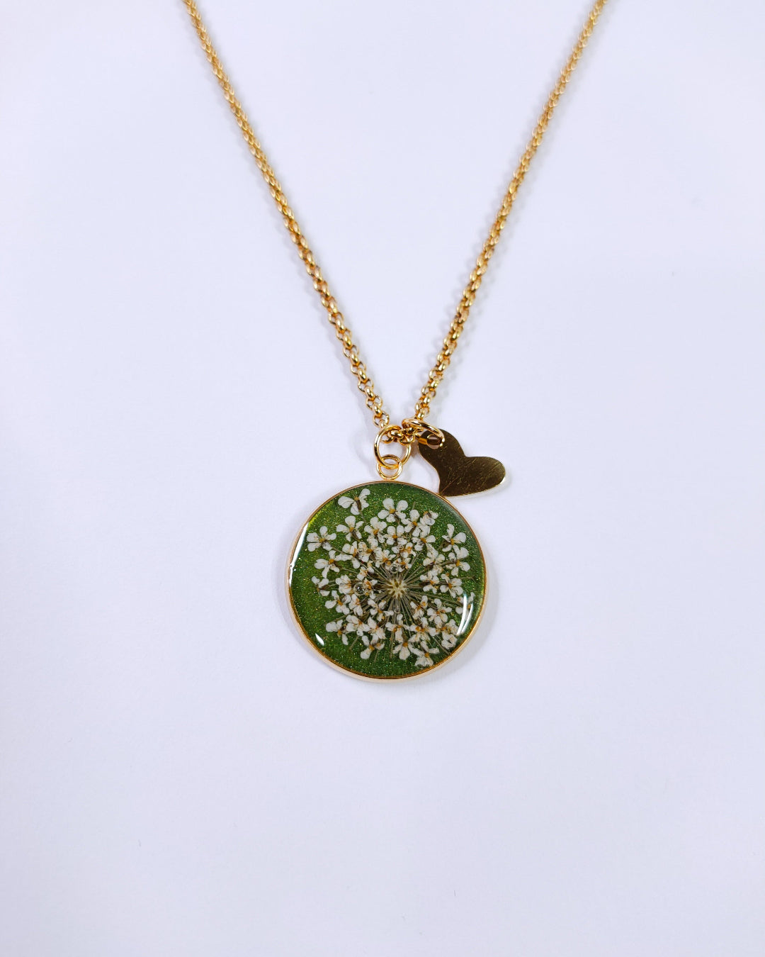Collana RONDA con fiore "Pizzo della Regina Anna bianco" - Unima Design