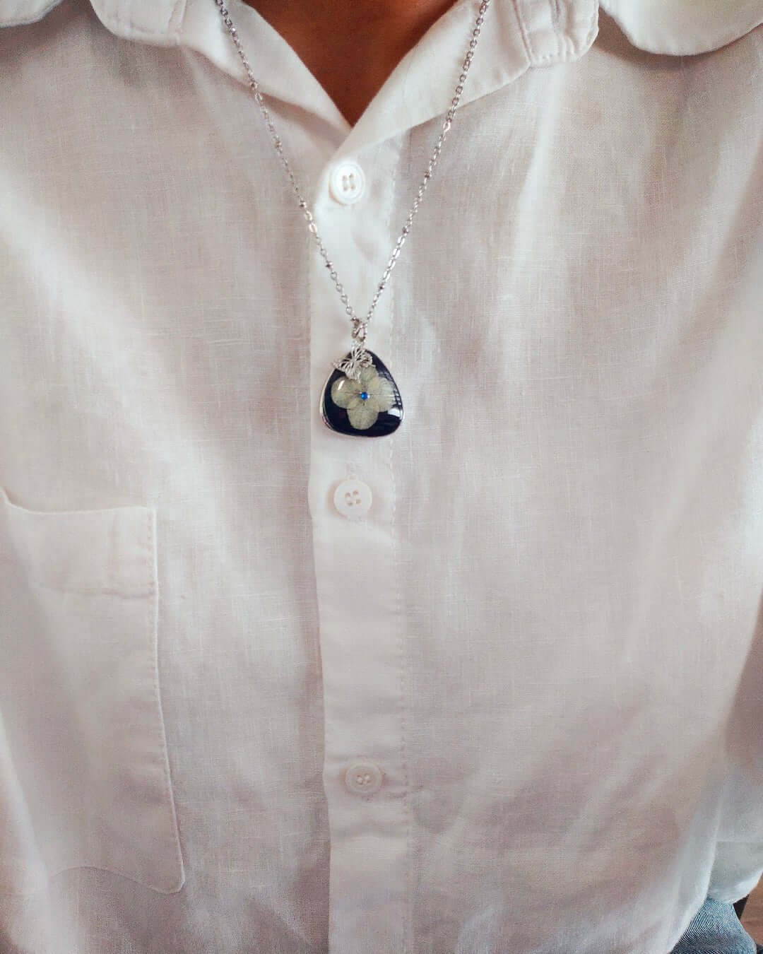 Collana AZZARIA con fiore "Ortensia bianca" - Unima Design