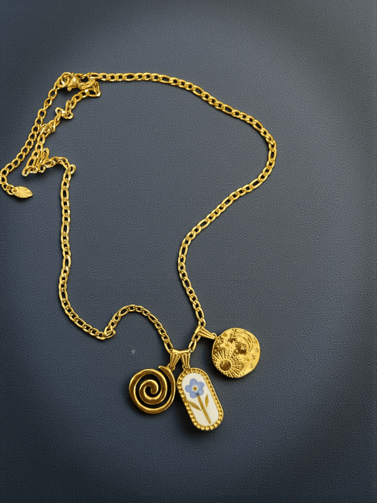 Collana SOGNATRICE con fiore Myosotis (non ti scordar di me) - Unima Design