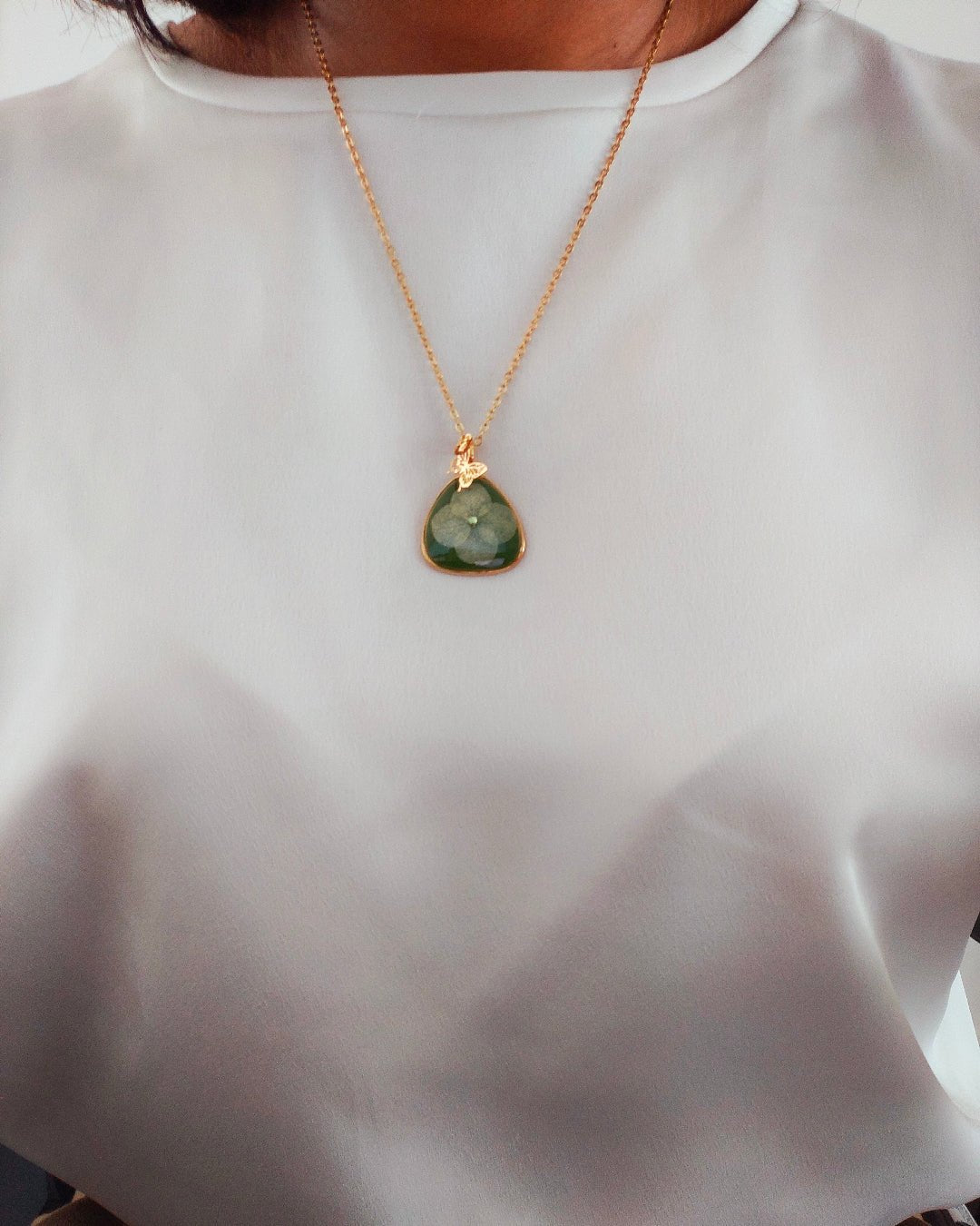 Collana VIRIDIA con fiore "Ortensia bianca" - Unima Design