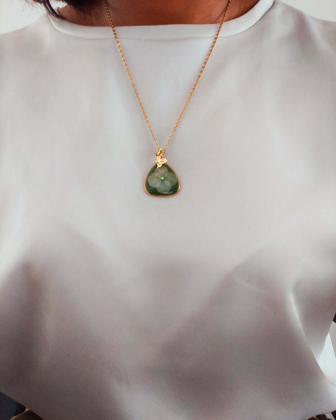 Collana VIRIDIA con fiore "Ortensia bianca" - Unima Design