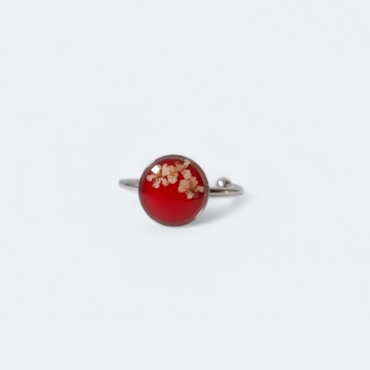 Anello LUNA regolabile con fiore "Pizzo della Regina Anna bianco" - Unima Design
