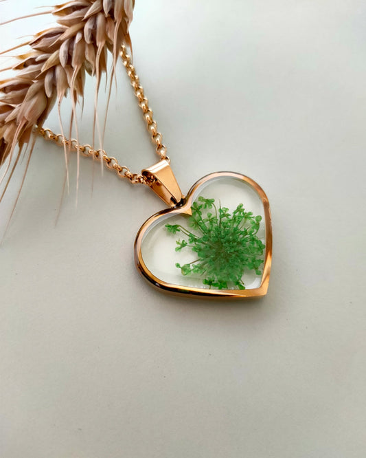 Collana CORINA con fiore "Pizzo della Regina Anna verde" - Unima Design