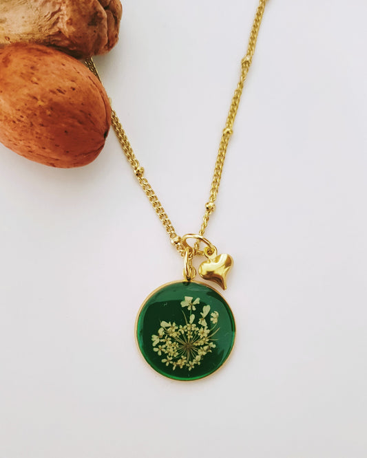 Collana CROMOSFERA con fiore "Pizzo della Regina Anna bianco" - Unima Design
