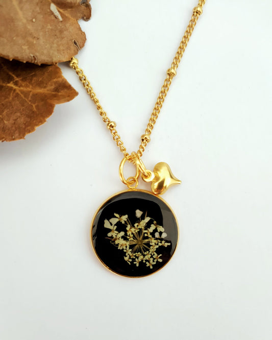 Collana CROMOSFERA con fiore "Pizzo della Regina Anna bianco" - Unima Design