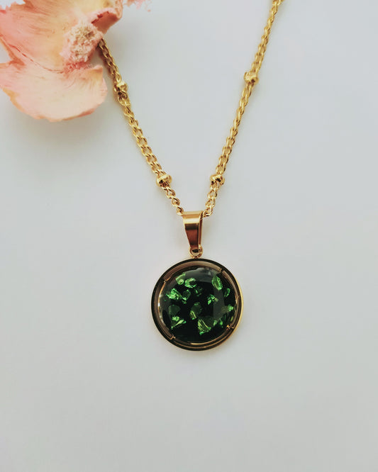 Collana FRAMMENTI con "frammenti di vetro verdi" - Unima Design