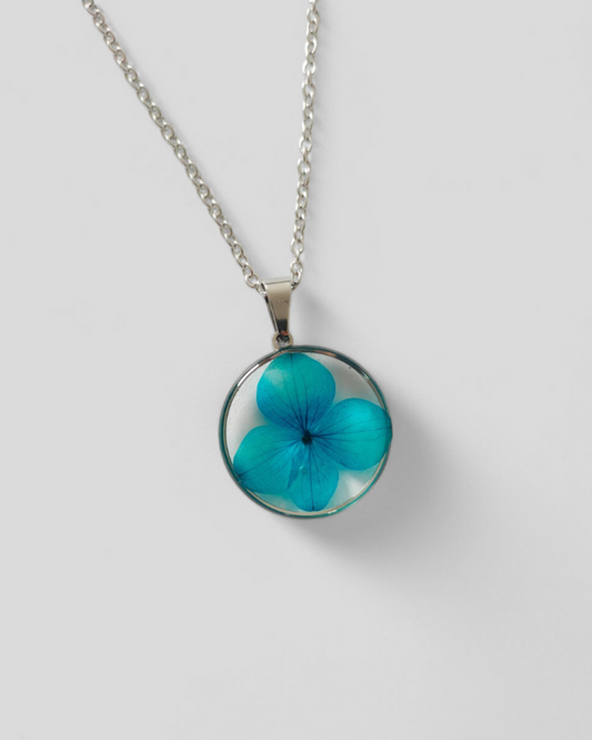 Collana ORBITA con fiore "Ortensia blu" - Unima Design