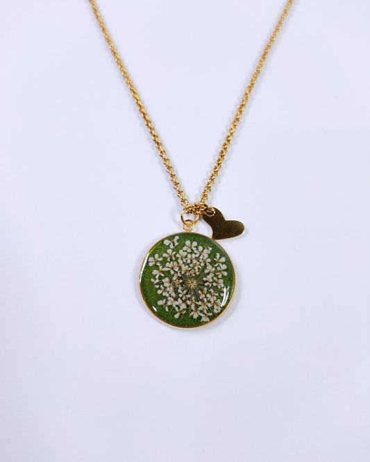 Collana RONDA con fiore "Pizzo della Regina Anna bianco" - Unima Design