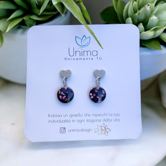 Orecchini FRAMMENTI con "frammenti di vetro viola" - Unima Design
