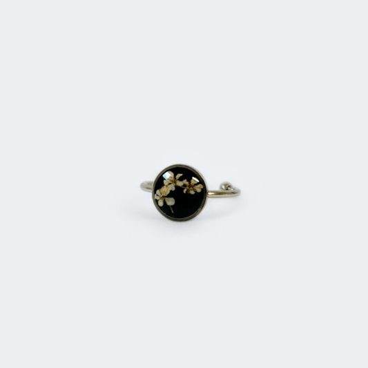 Anello LUNA regolabile con fiore "Pizzo della Regina Anna bianco" - Unima Design