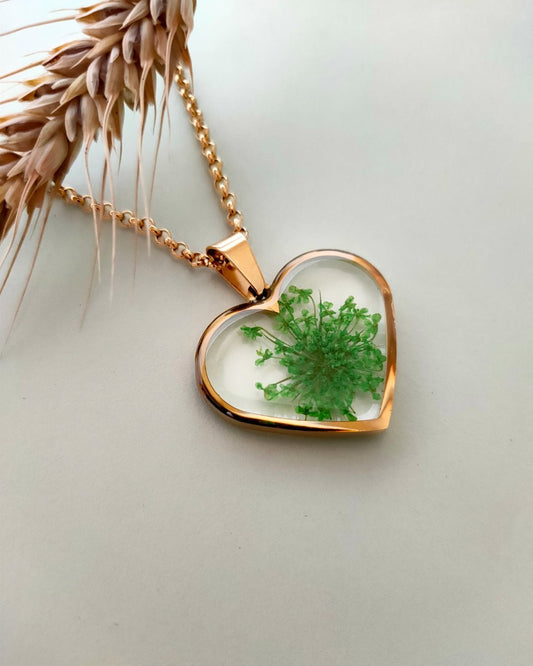Collana CORINA con fiore "Pizzo della Regina Anna verde" - Unima Design