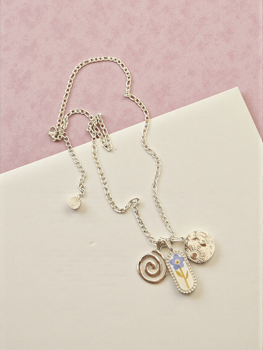 Collana SOGNATRICE con fiore Myosotis (non ti scordar di me) - Unima Design